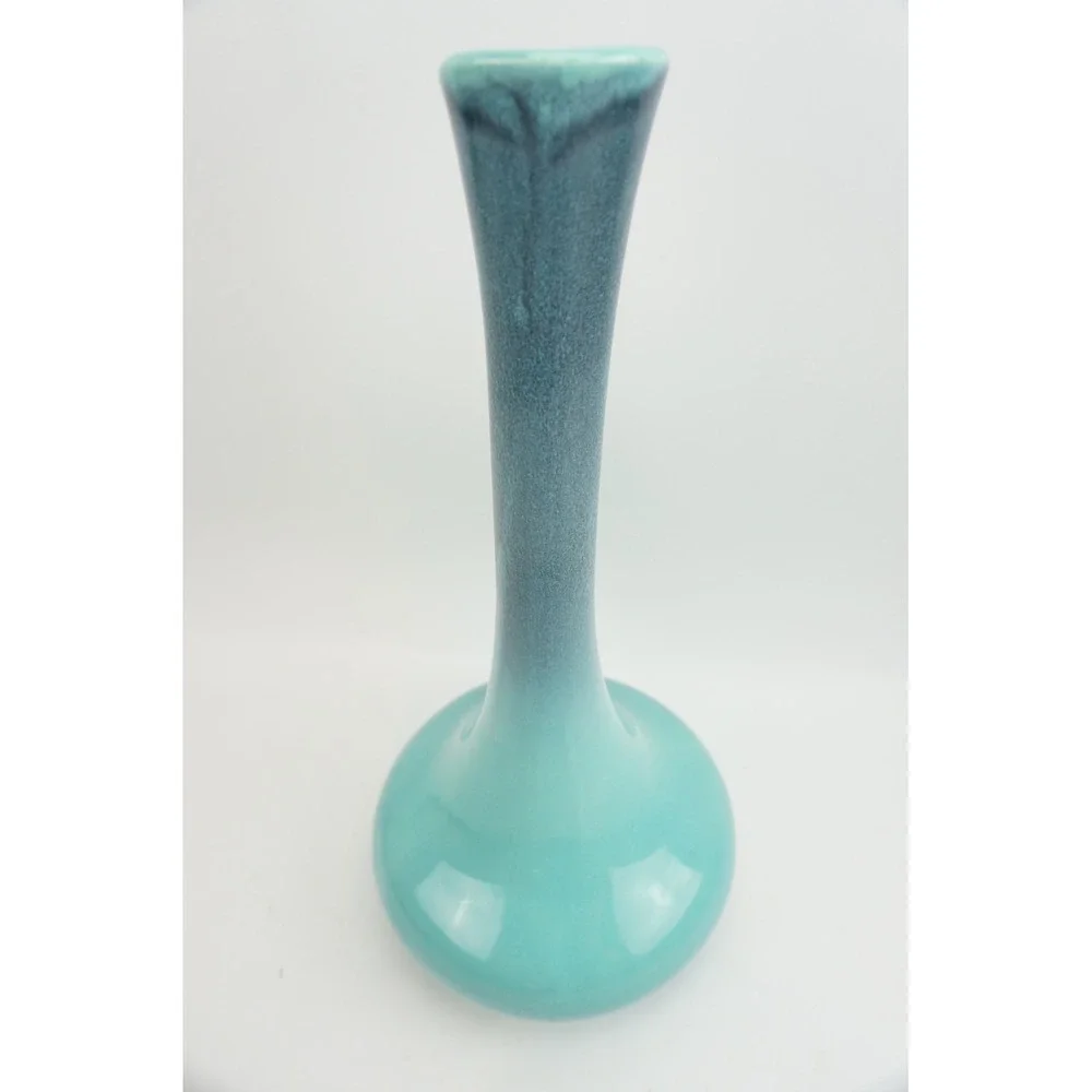 Royal Haeger 408 Ceramic Vase Turquoise Drip Glaze Long Neck 18